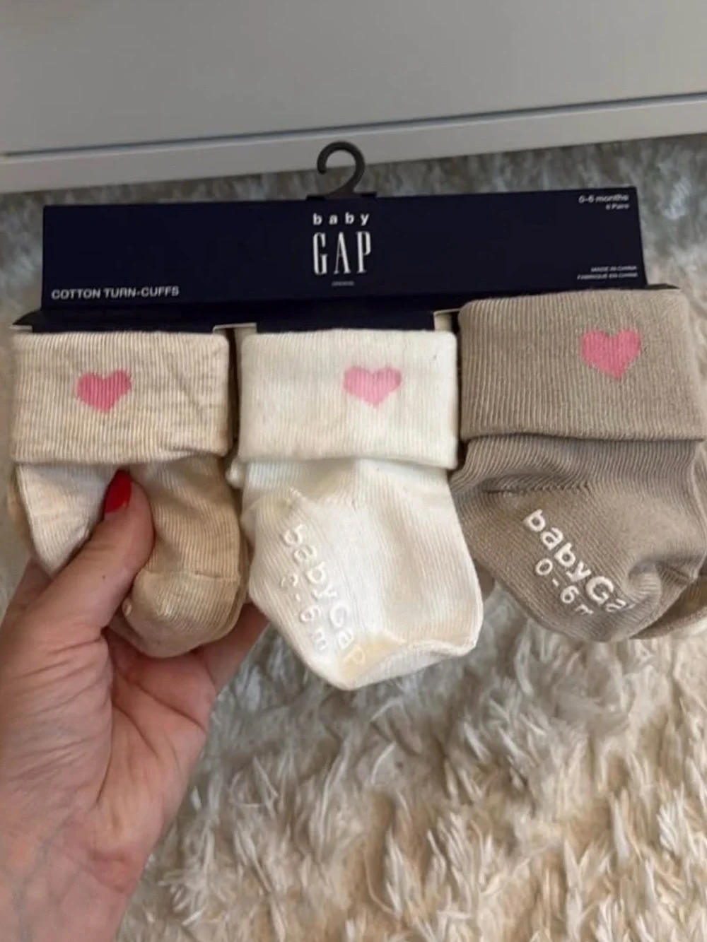Baby GAP 6 Pair Socks - Pink Heart Accent